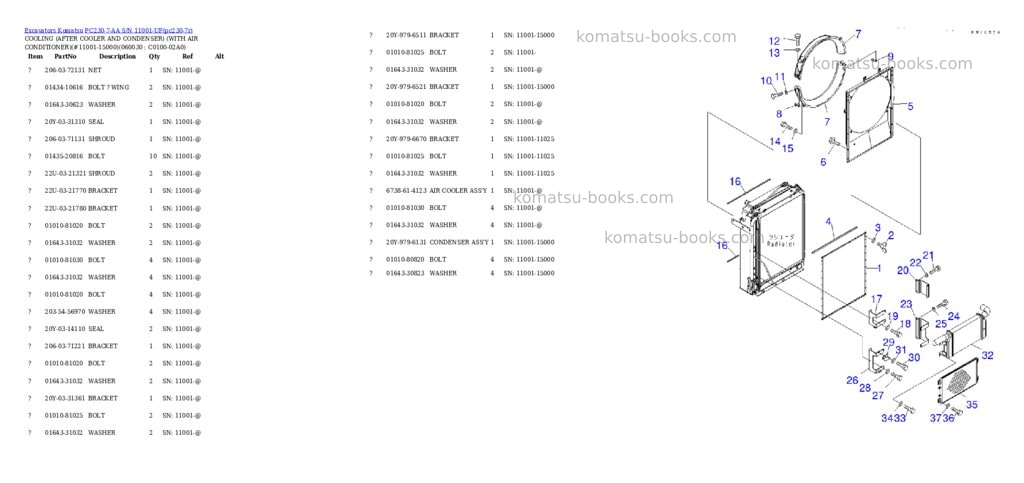 Komatsu pc230-7-aa s/n 11001-up Parts catalog cover Page 8 Komatsu pc230-7-aa s/n 11001-up Parts catalog cover Page 8