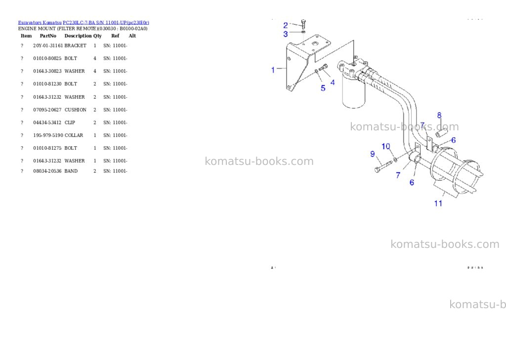 Komatsu pc230lc-7-ba s/n 11001-up Parts catalog cover Page 2 Komatsu pc230lc-7-ba s/n 11001-up Parts catalog cover Page 2