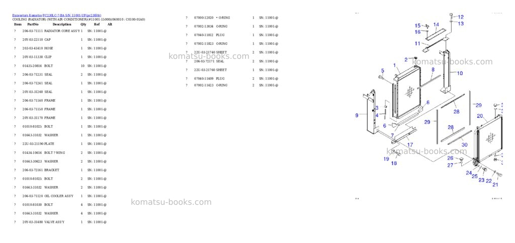 Komatsu pc230lc-7-ba s/n 11001-up Parts catalog cover Page 6 Komatsu pc230lc-7-ba s/n 11001-up Parts catalog cover Page 6