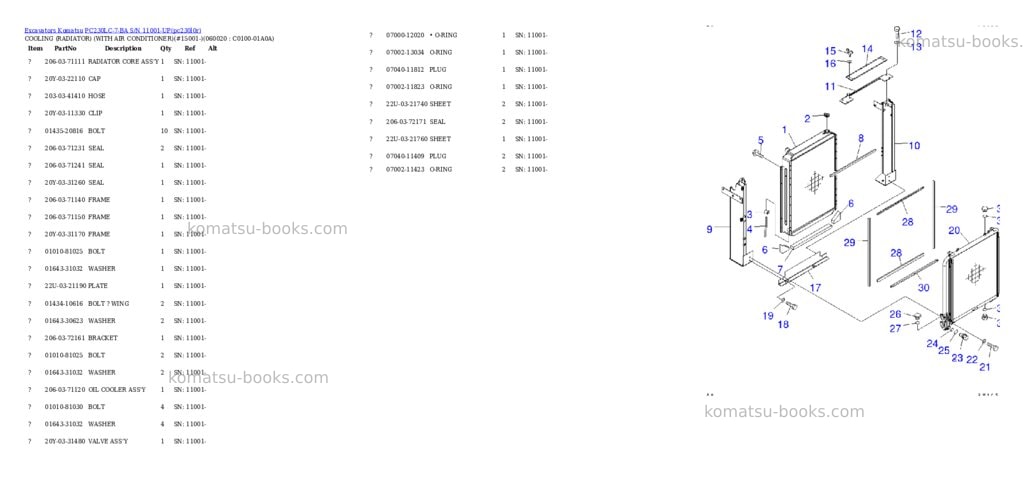 Komatsu pc230lc-7-ba s/n 11001-up Parts catalog cover Page 7 Komatsu pc230lc-7-ba s/n 11001-up Parts catalog cover Page 7