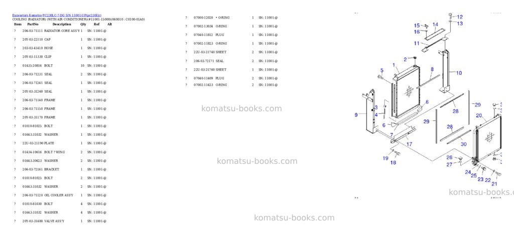 Komatsu pc230lc-7-dg s/n 11001-up Parts catalog cover Page 6