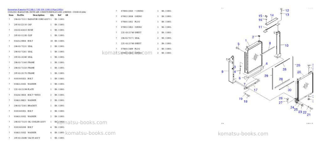 Komatsu pc230lc-7-dg s/n 11001-up Parts catalog cover Page 7