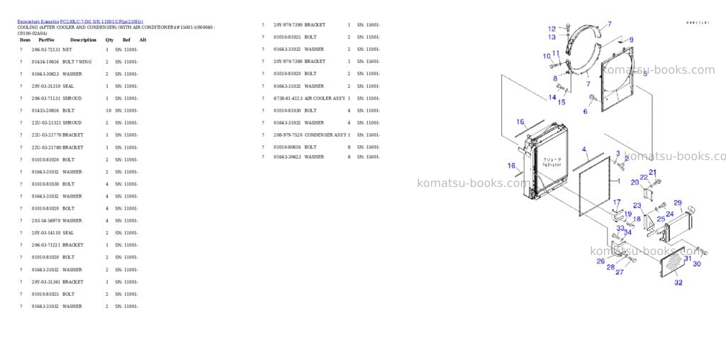 Komatsu pc230lc-7-dg s/n 11001-up Parts catalog cover Page 9
