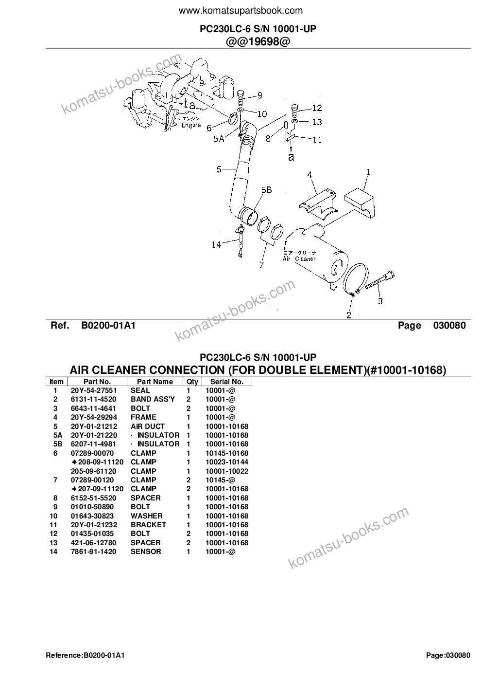 Komatsu PC230LC-6 S/N 10001-UP Parts catalog cover Page 10 Komatsu PC230LC-6 S/N 10001-UP Parts catalog cover Page 10