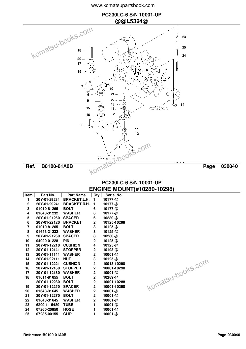 Komatsu PC230LC-6 S/N 10001-UP Parts catalog cover Page 6 Komatsu PC230LC-6 S/N 10001-UP Parts catalog cover Page 6