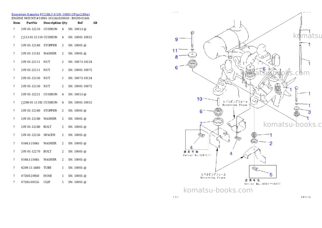 Komatsu pc230lc-6 s/n 10001-up Parts catalog cover Page 2 Komatsu pc230lc-6 s/n 10001-up Parts catalog cover Page 2