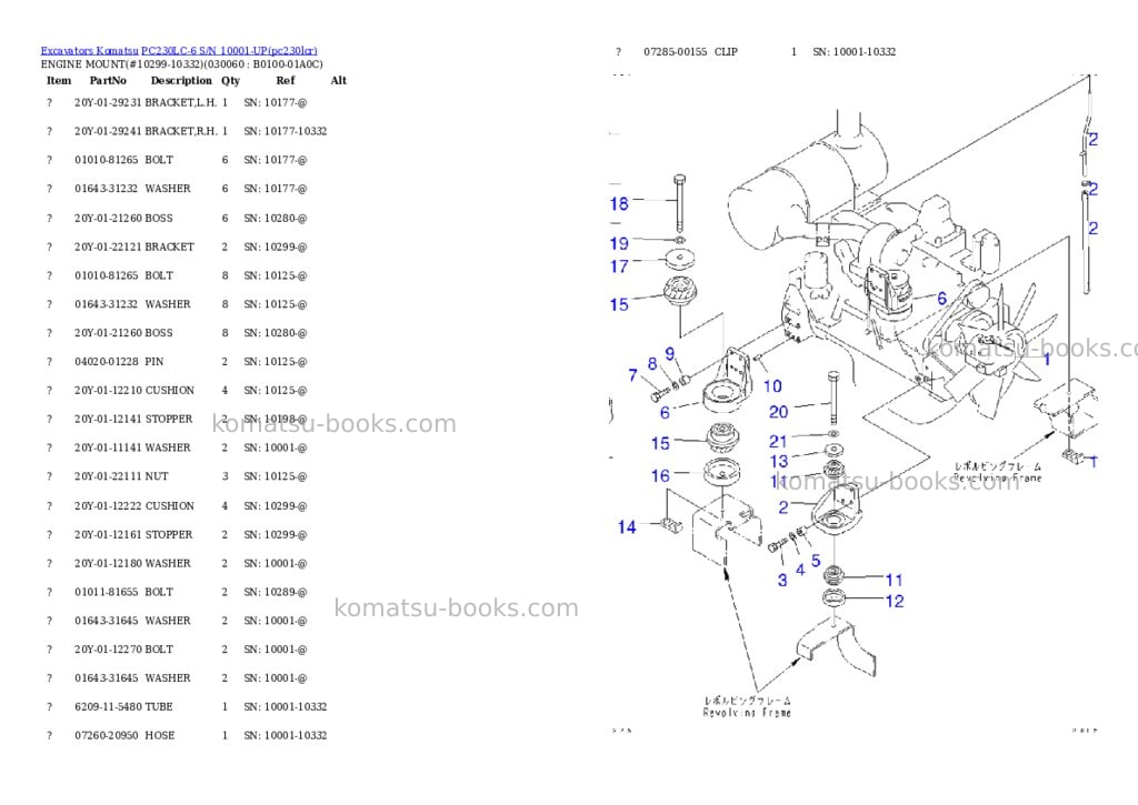Komatsu pc230lc-6 s/n 10001-up Parts catalog cover Page 5 Komatsu pc230lc-6 s/n 10001-up Parts catalog cover Page 5