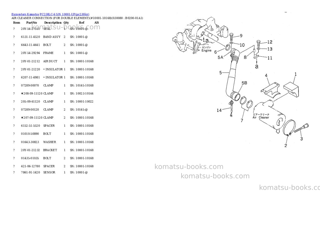 Komatsu pc230lc-6 s/n 10001-up Parts catalog cover Page 7 Komatsu pc230lc-6 s/n 10001-up Parts catalog cover Page 7