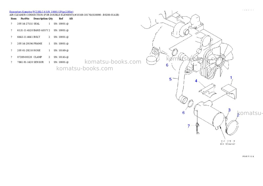 Komatsu pc230lc-6 s/n 10001-up Parts catalog cover Page 8 Komatsu pc230lc-6 s/n 10001-up Parts catalog cover Page 8