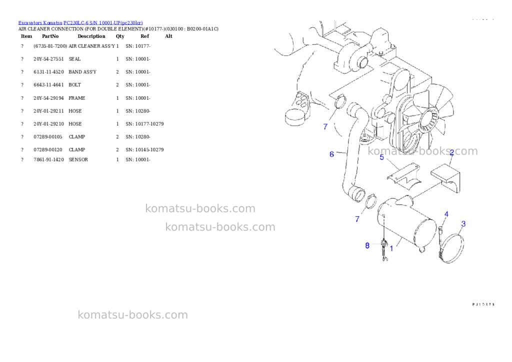 Komatsu pc230lc-6 s/n 10001-up Parts catalog cover Page 9 Komatsu pc230lc-6 s/n 10001-up Parts catalog cover Page 9