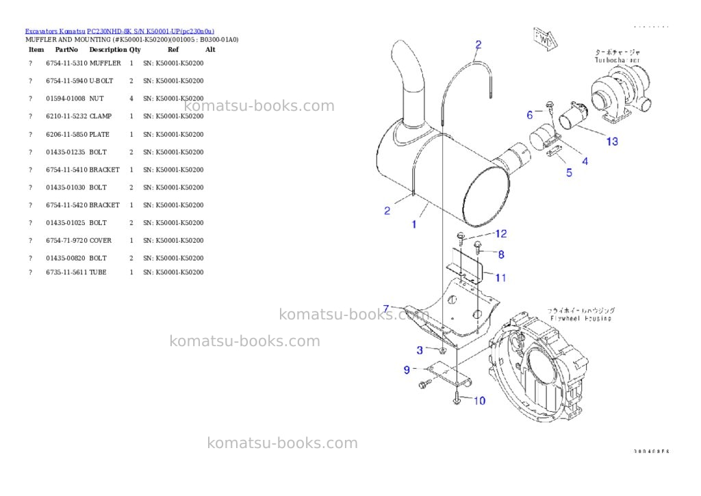 Komatsu pc230nhd-8k s/n k50001-up Parts catalog cover Page 4