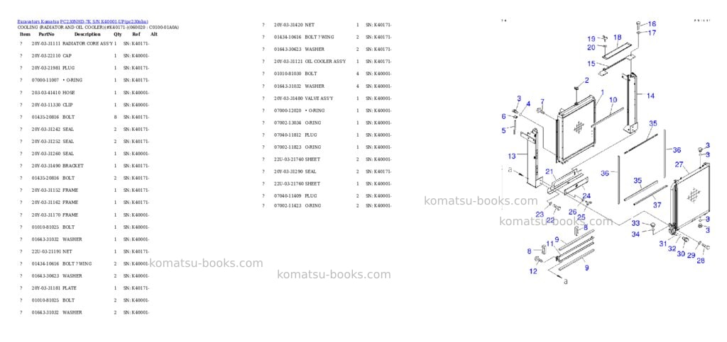 Komatsu pc230nhd-7k s/n k40001-up Parts catalog cover Page 10