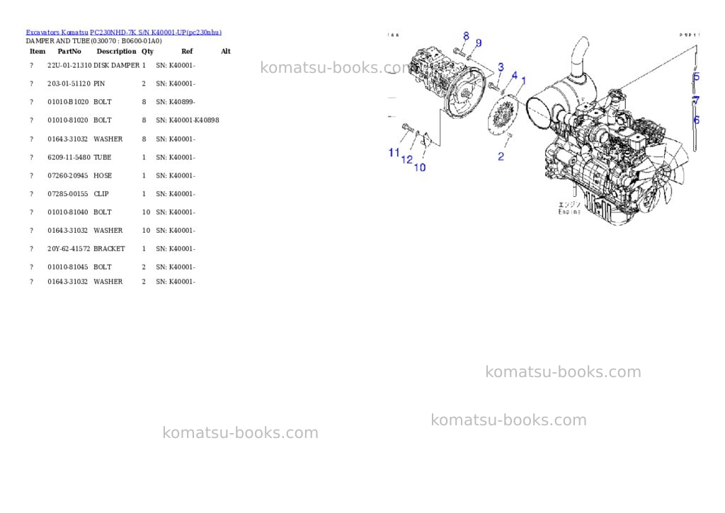 Komatsu pc230nhd-7k s/n k40001-up Parts catalog cover Page 7