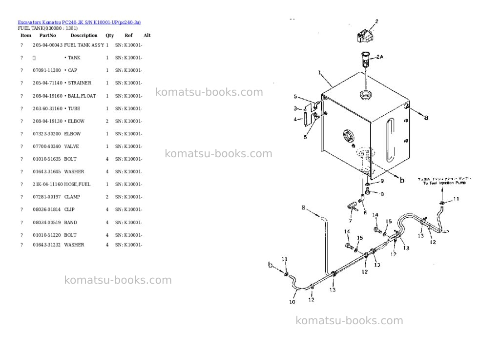 Komatsu pc240-3k s/n k10001-up Parts catalog cover Komatsu pc240-3k s/n k10001-up Parts catalog cover