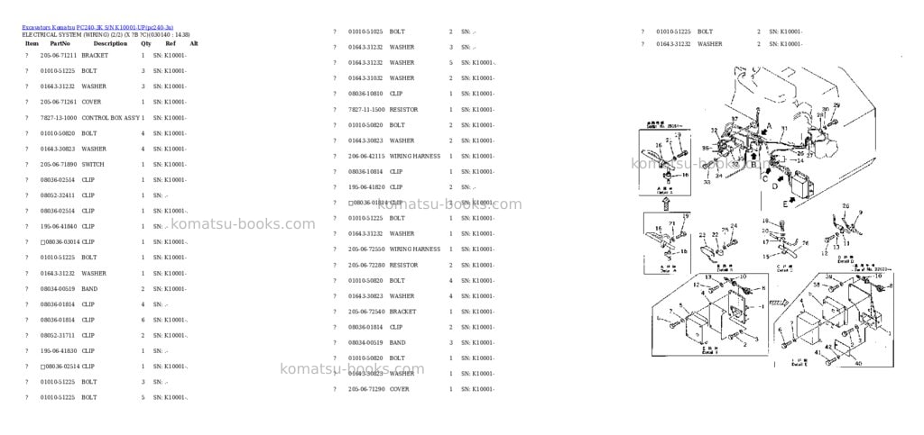 Komatsu pc240-3k s/n k10001-up Parts catalog cover Page 3 Komatsu pc240-3k s/n k10001-up Parts catalog cover Page 3