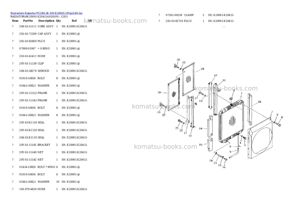 Komatsu pc240-5k s/n k20001-up Parts catalog cover Page 8 Komatsu pc240-5k s/n k20001-up Parts catalog cover Page 8