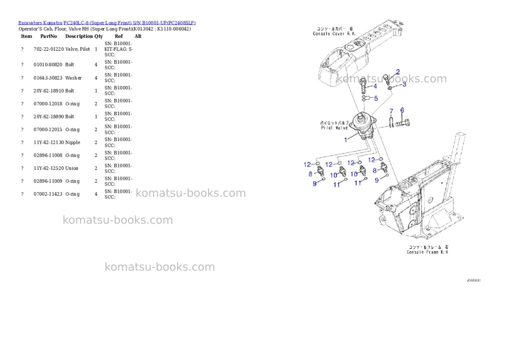 Komatsu PC240LC-8 (Super Long Front) S/N B10001-UP Parts catalog cover Page 2 Komatsu PC240LC-8 (Super Long Front) S/N B10001-UP Parts catalog cover Page 2
