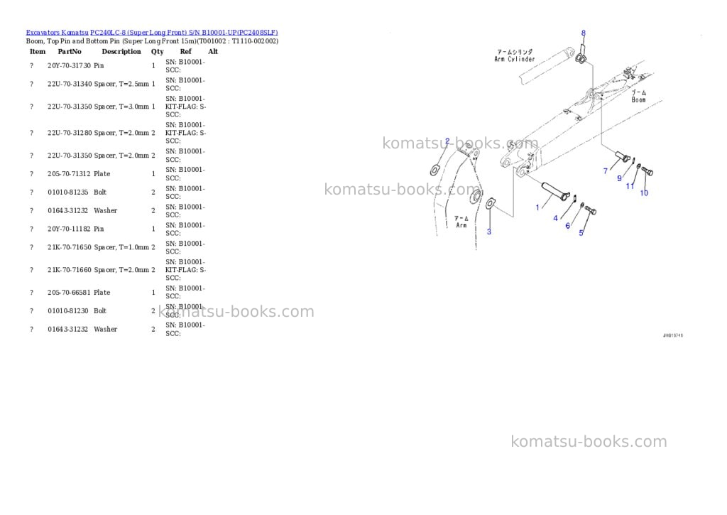 Komatsu PC240LC-8 (Super Long Front) S/N B10001-UP Parts catalog cover Page 5 Komatsu PC240LC-8 (Super Long Front) S/N B10001-UP Parts catalog cover Page 5