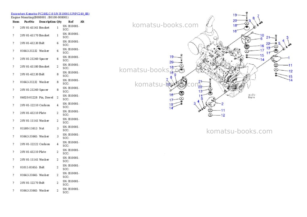 Komatsu pc240lc-8 s/n b10001-up Parts catalog cover Page 9