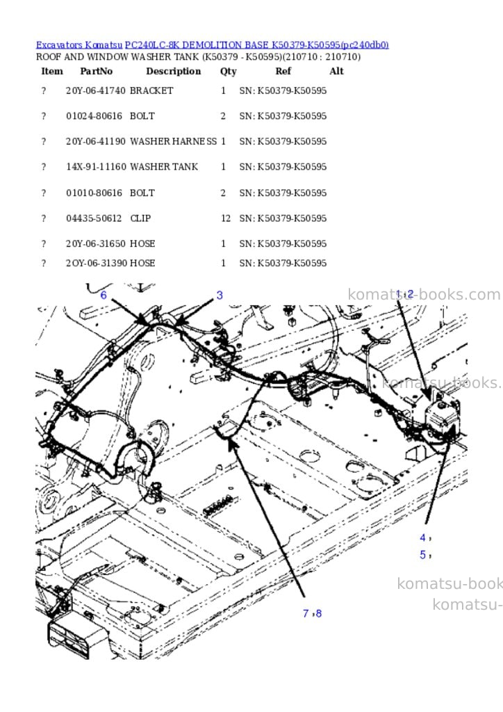 Komatsu pc240lc-8k demolition base k50379-k50595 Parts catalog cover Komatsu pc240lc-8k demolition base k50379-k50595 Parts catalog cover