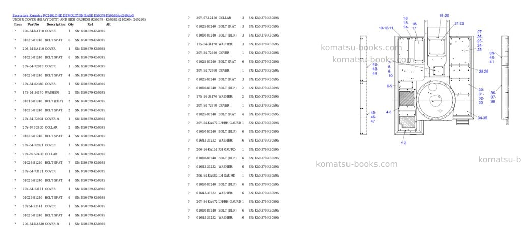 Komatsu pc240lc-8k demolition base k50379-k50595 Parts catalog cover Page 4 Komatsu pc240lc-8k demolition base k50379-k50595 Parts catalog cover Page 4