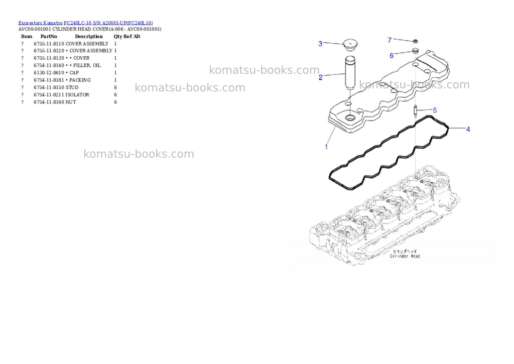Komatsu pc240lc-10 s/n a20001-up Parts catalog cover Page 2 Komatsu pc240lc-10 s/n a20001-up Parts catalog cover Page 2