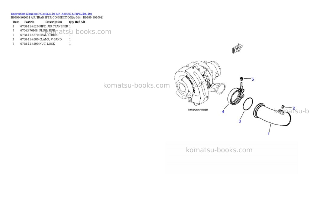 Komatsu pc240lc-10 s/n a20001-up Parts catalog cover Page 6 Komatsu pc240lc-10 s/n a20001-up Parts catalog cover Page 6