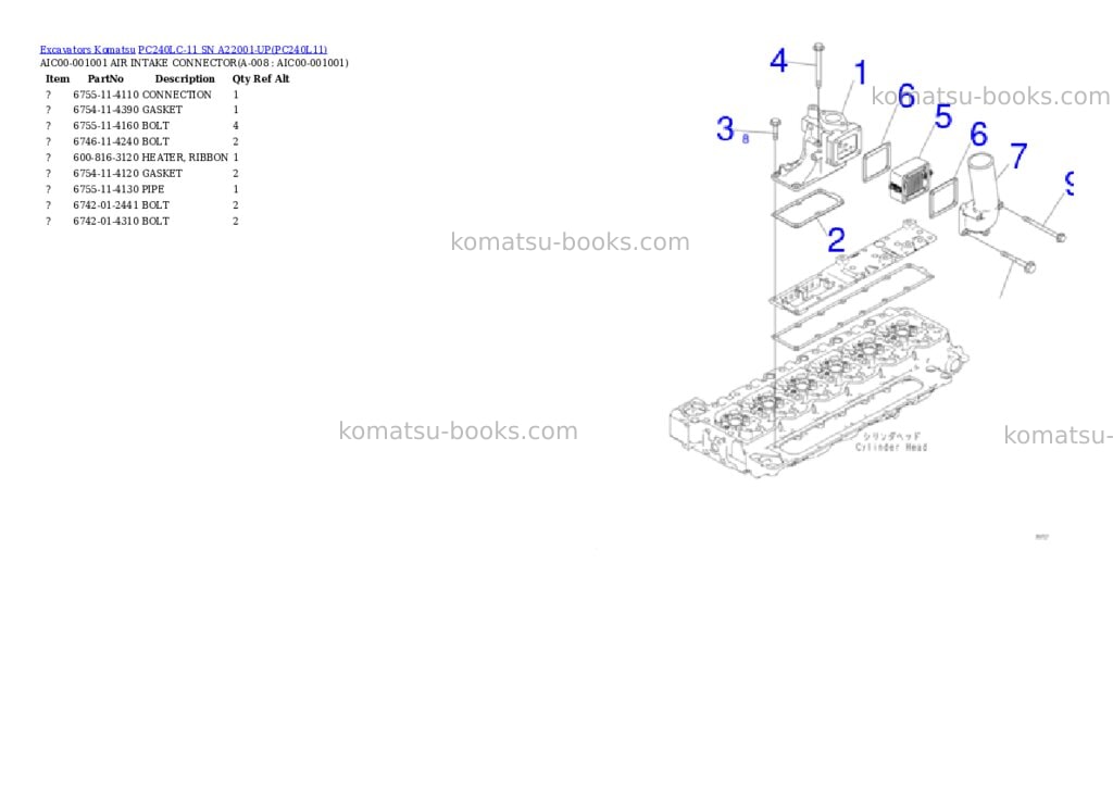 Komatsu pc240lc-11 sn a22001-up Parts catalog cover Page 3 Komatsu pc240lc-11 sn a22001-up Parts catalog cover Page 3