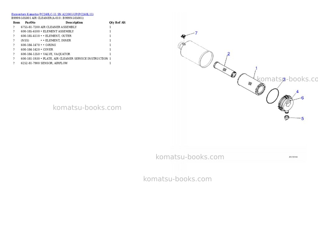 Komatsu pc240lc-11 sn a22001-up Parts catalog cover Page 4 Komatsu pc240lc-11 sn a22001-up Parts catalog cover Page 4