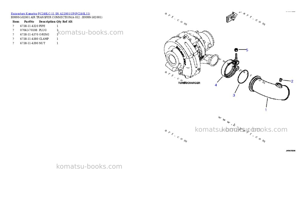 Komatsu pc240lc-11 sn a22001-up Parts catalog cover Page 5 Komatsu pc240lc-11 sn a22001-up Parts catalog cover Page 5