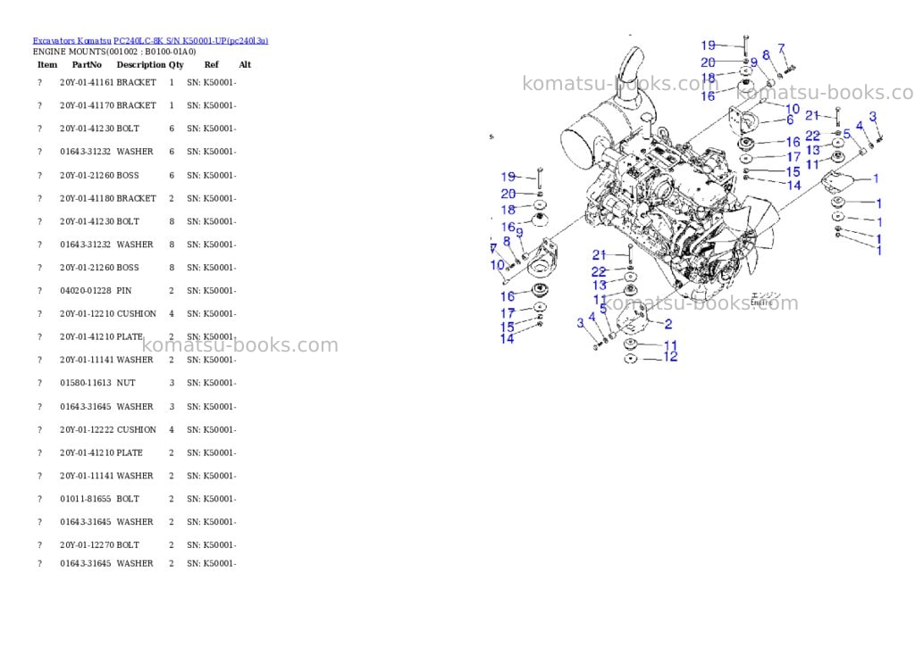Komatsu pc240lc-8k s/n k50001-up Parts catalog cover