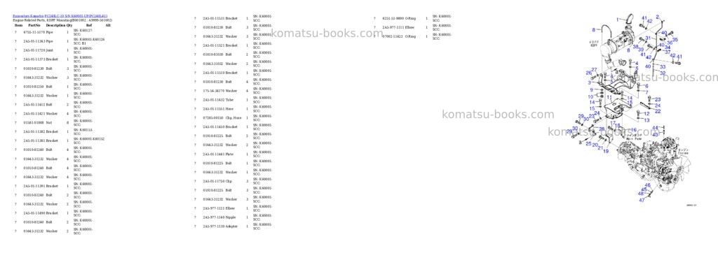 Komatsu pc240lc-10 s/n k60001-up Parts catalog cover Komatsu pc240lc-10 s/n k60001-up Parts catalog cover