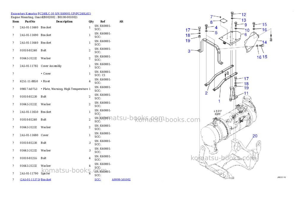 Komatsu pc240lc-10 s/n k60001-up Parts catalog cover Page 3 Komatsu pc240lc-10 s/n k60001-up Parts catalog cover Page 3