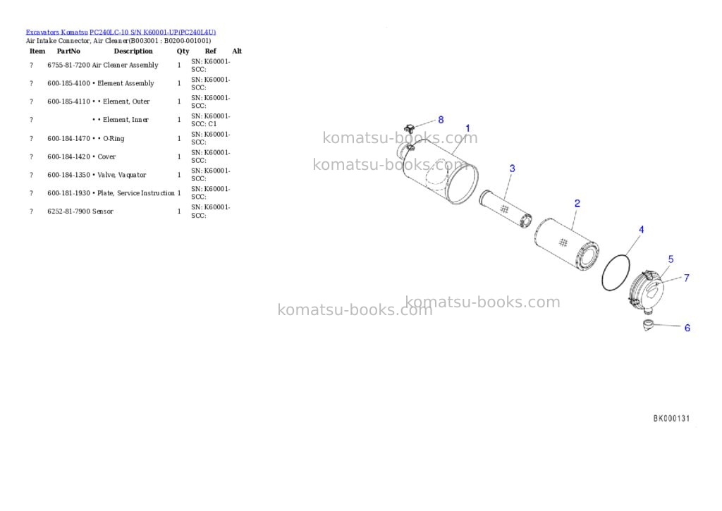 Komatsu pc240lc-10 s/n k60001-up Parts catalog cover Page 4 Komatsu pc240lc-10 s/n k60001-up Parts catalog cover Page 4