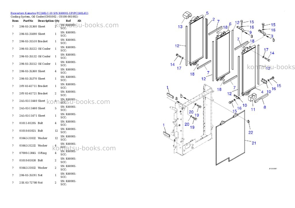 Komatsu pc240lc-10 s/n k60001-up Parts catalog cover Page 9 Komatsu pc240lc-10 s/n k60001-up Parts catalog cover Page 9