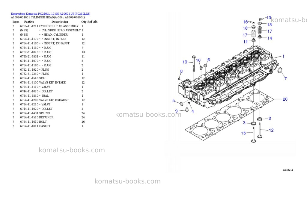 Komatsu pc240ll-10 sn a20601-up Parts catalog cover Komatsu pc240ll-10 sn a20601-up Parts catalog cover