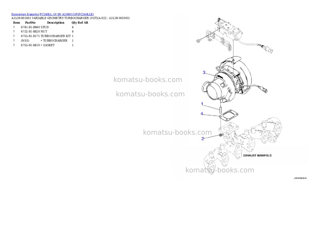 Komatsu pc240ll-10 sn a20601-up Parts catalog cover Page 10 Komatsu pc240ll-10 sn a20601-up Parts catalog cover Page 10