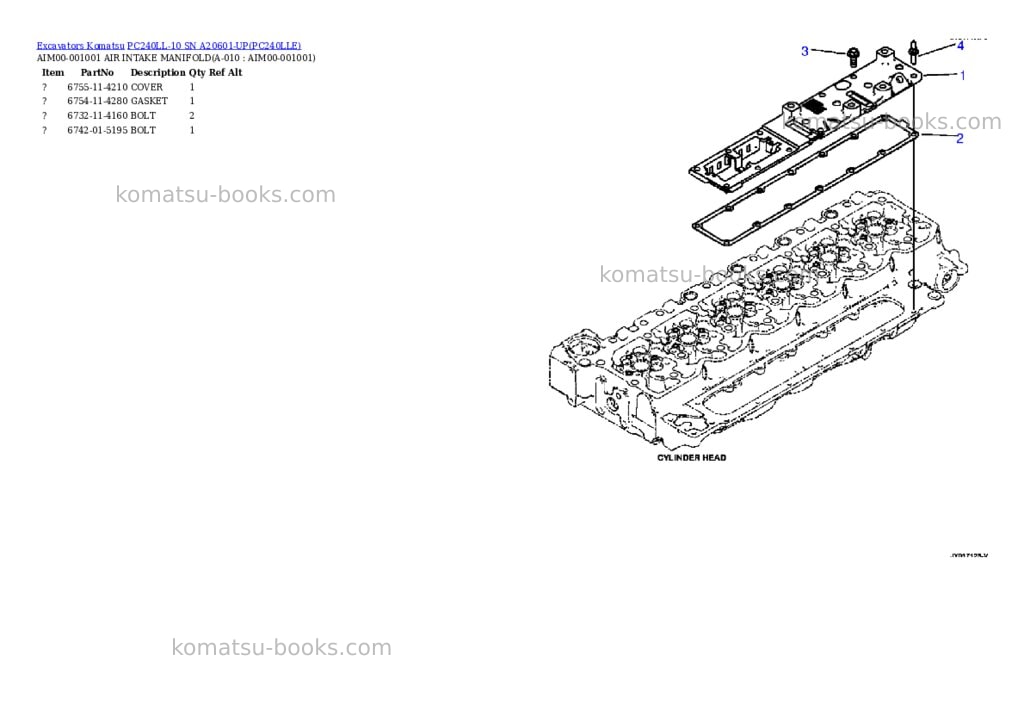 Komatsu pc240ll-10 sn a20601-up Parts catalog cover Page 4 Komatsu pc240ll-10 sn a20601-up Parts catalog cover Page 4