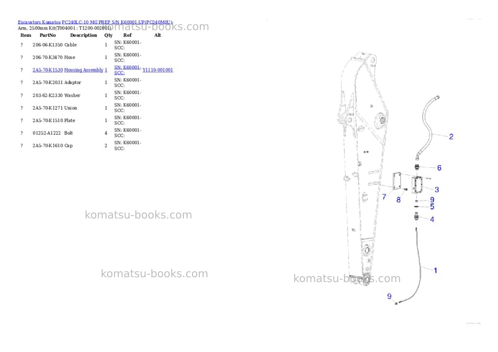 Komatsu pc240lc-10 mg prep s/n k60001-up Parts catalog cover Page 10 Komatsu pc240lc-10 mg prep s/n k60001-up Parts catalog cover Page 10
