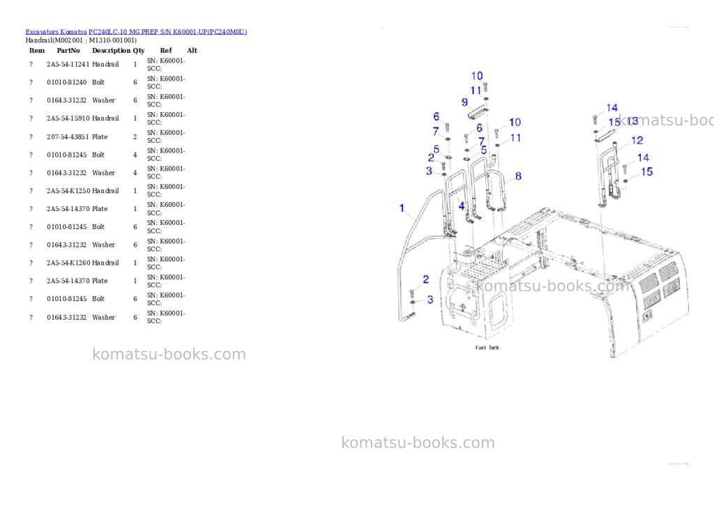 Komatsu pc240lc-10 mg prep s/n k60001-up Parts catalog cover Page 6 Komatsu pc240lc-10 mg prep s/n k60001-up Parts catalog cover Page 6