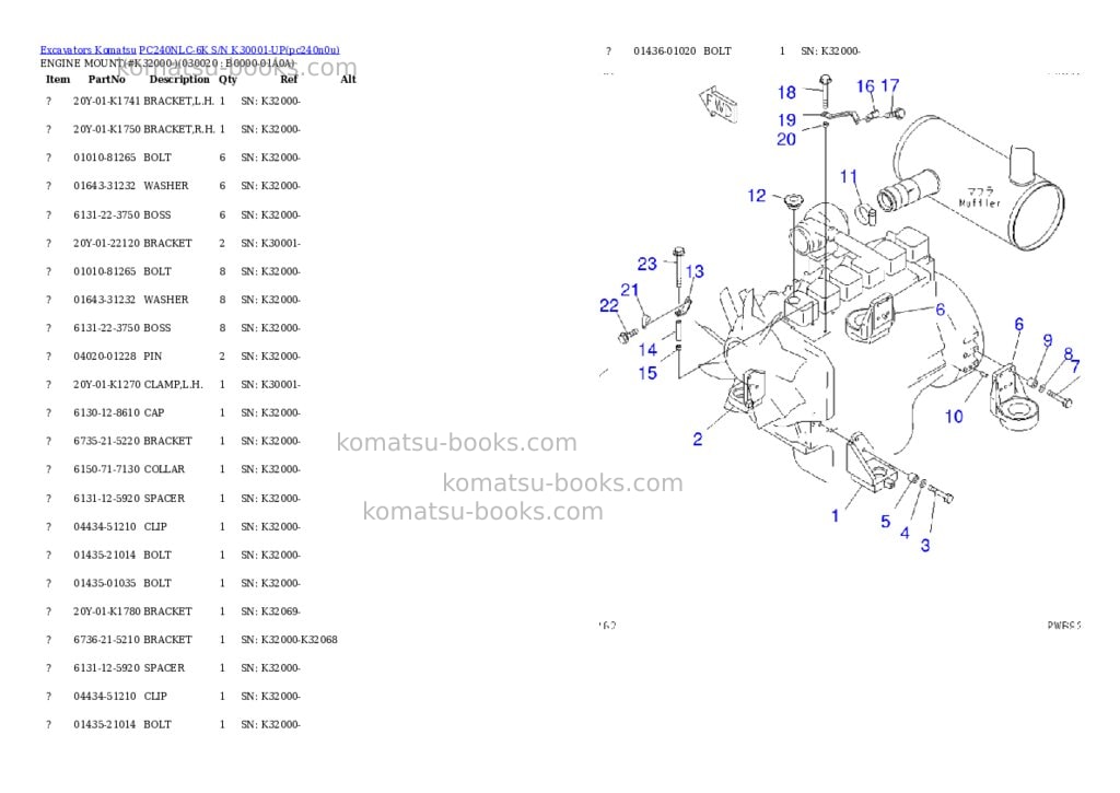 Komatsu pc240nlc-6k s/n k30001-up Parts catalog cover