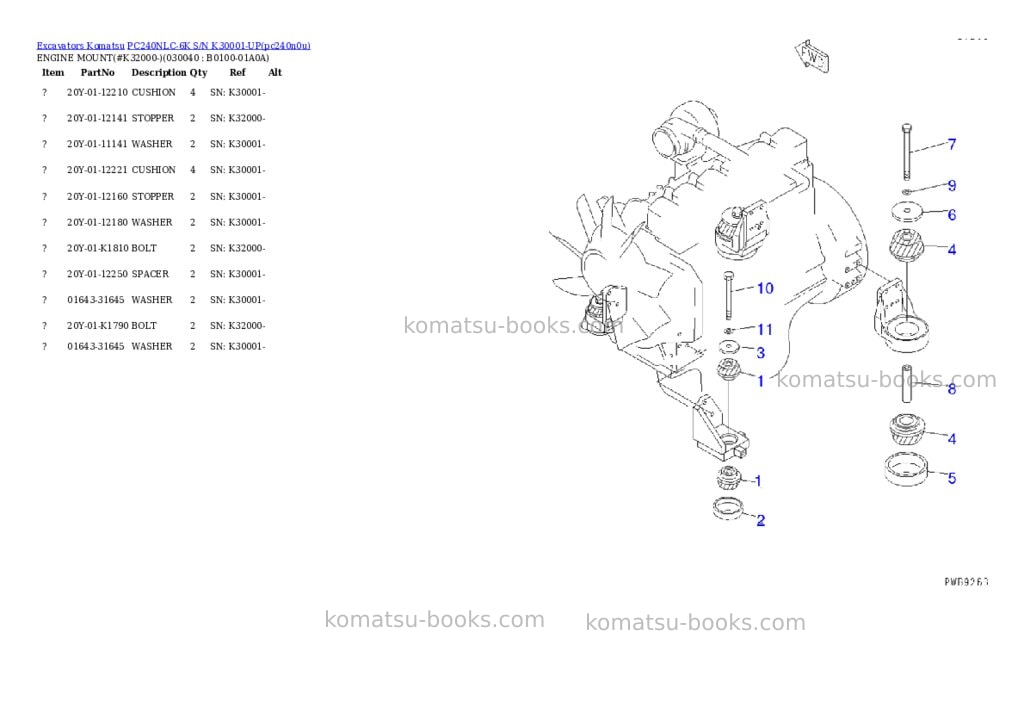 Komatsu pc240nlc-6k s/n k30001-up Parts catalog cover Page 3
