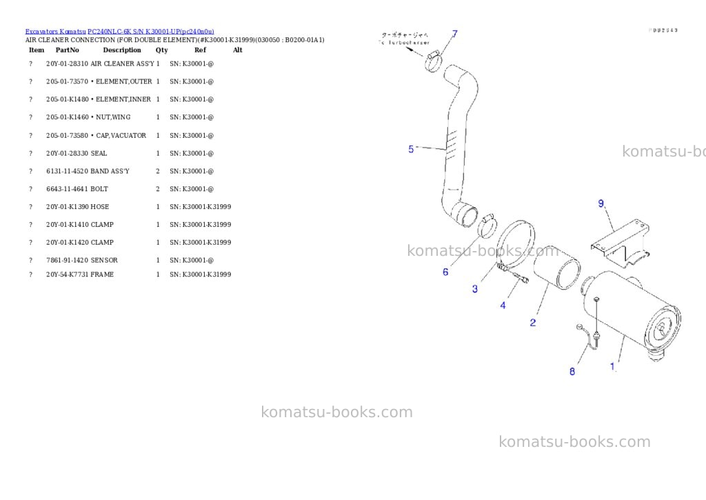 Komatsu pc240nlc-6k s/n k30001-up Parts catalog cover Page 4