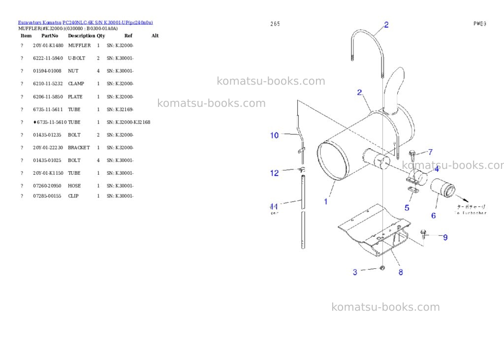 Komatsu pc240nlc-6k s/n k30001-up Parts catalog cover Page 7