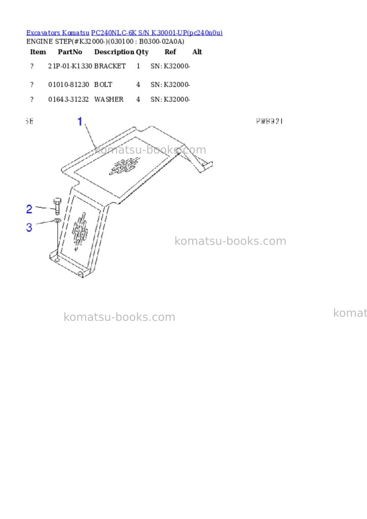 Komatsu pc240nlc-6k s/n k30001-up Parts catalog cover Page 9