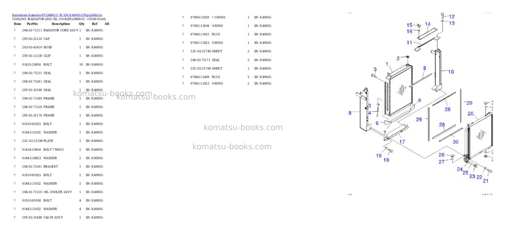 Komatsu pc240nlc-7k s/n k40001-up Parts catalog cover Page 9