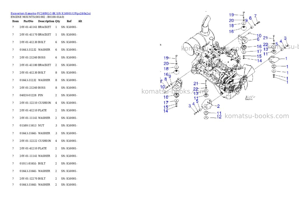 Komatsu pc240nlc-8k s/n k50001-up Parts catalog cover