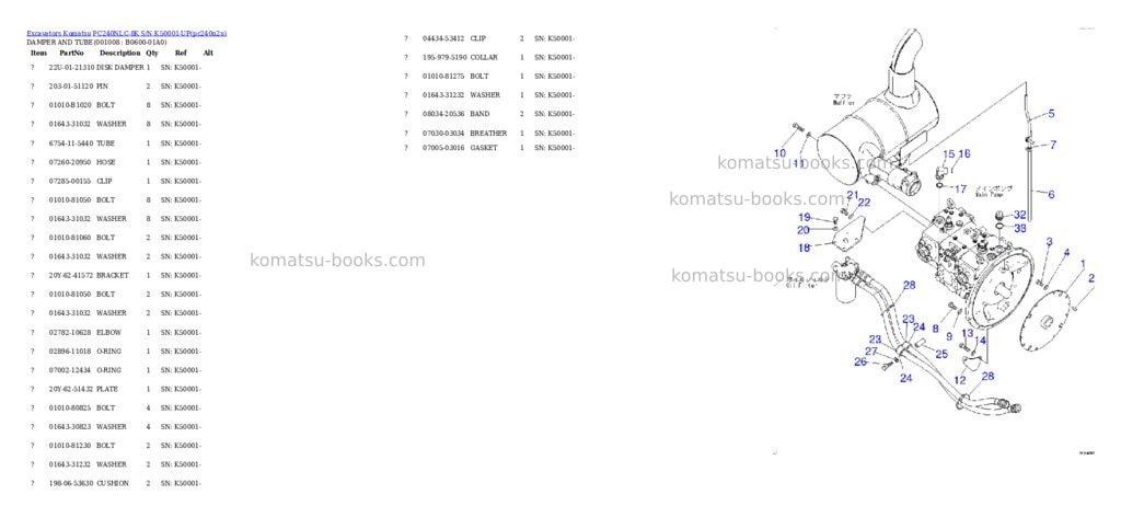 Komatsu pc240nlc-8k s/n k50001-up Parts catalog cover Page 7