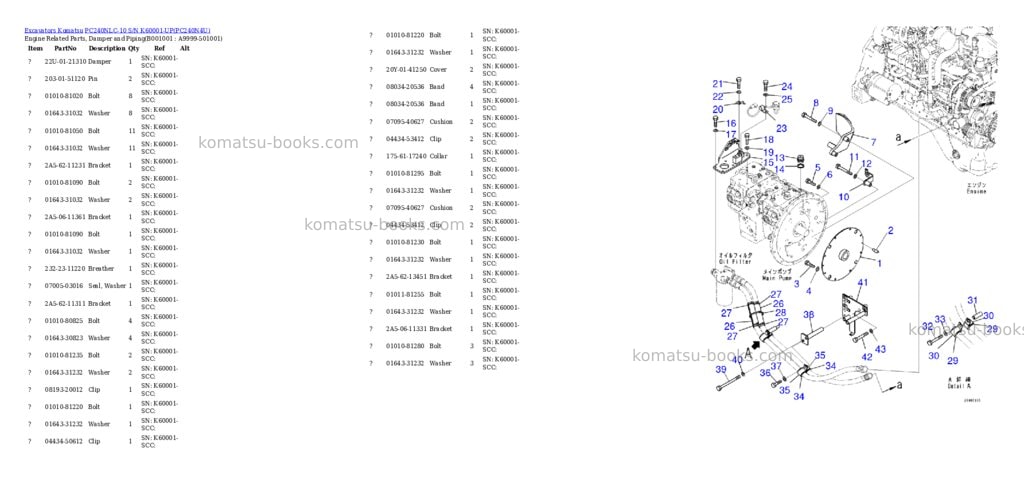 Komatsu pc240nlc-10 s/n k60001-up Parts catalog cover Komatsu pc240nlc-10 s/n k60001-up Parts catalog cover