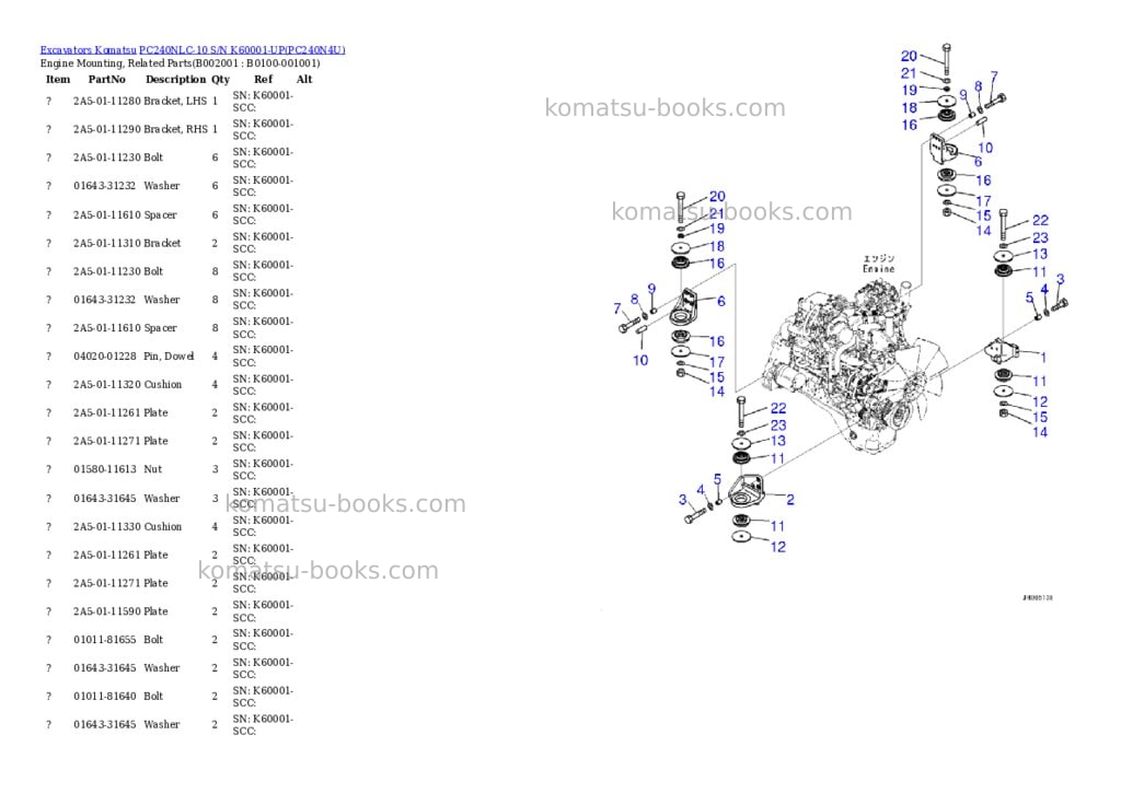Komatsu pc240nlc-10 s/n k60001-up Parts catalog cover Page 3 Komatsu pc240nlc-10 s/n k60001-up Parts catalog cover Page 3